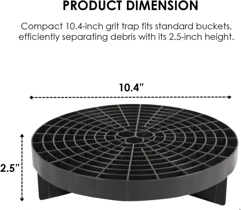 HITECH Bucket Grate Guard Insert for Car Wash Buckets – Traps Dirt & Debris to Prevent Swirls – Durable Plastic Fits 5 Gallon Buckets – 10.4"x2.5" - Image 2